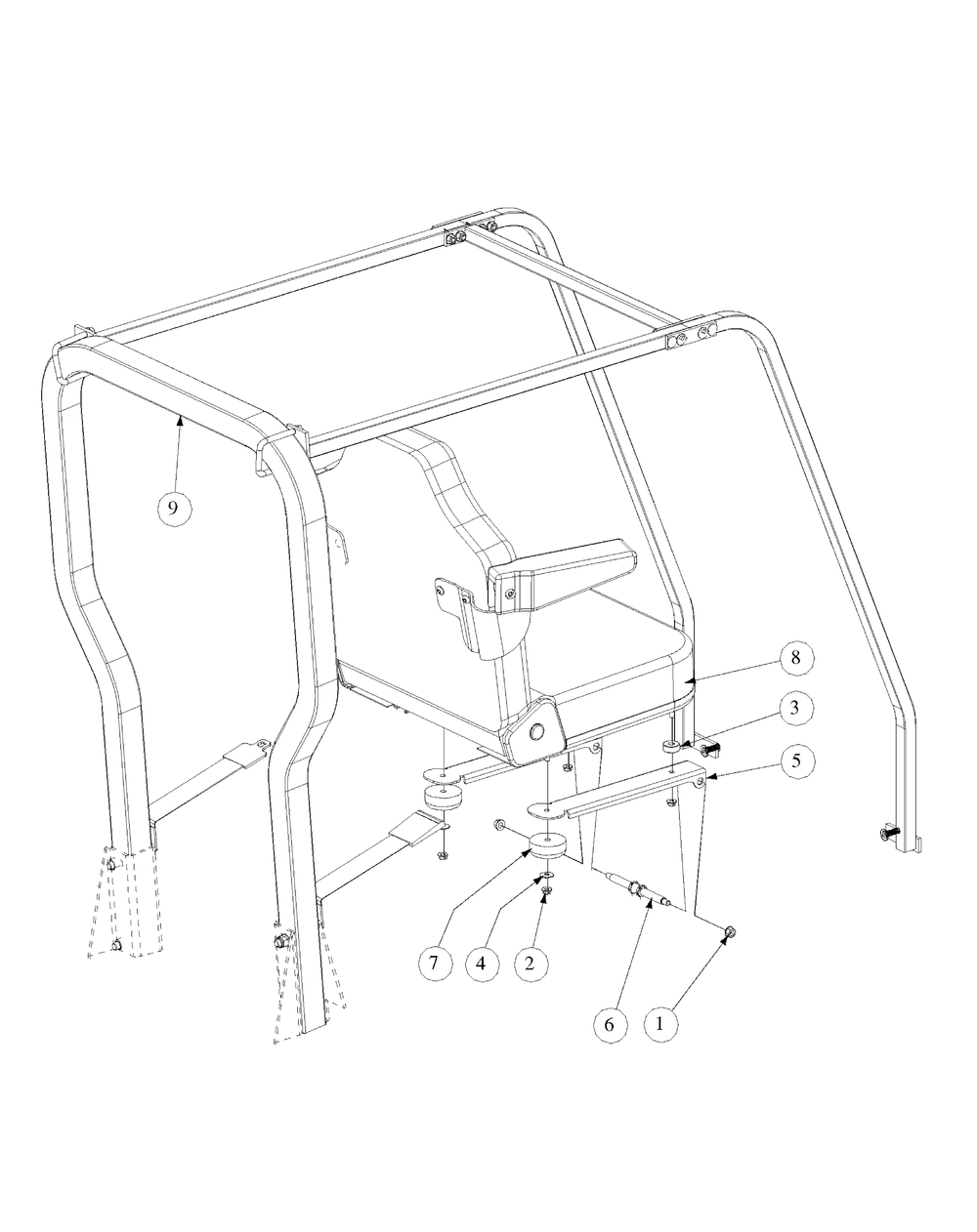 Seat Assembly Diagram and Parts List for M60-KW ROPS-53BH5D8X750-25HP-OHV Cub Cadet Lawn Tractor